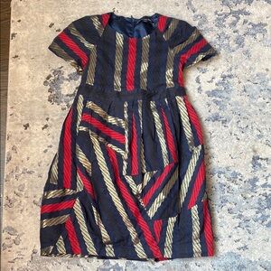 LITTLE MARC JACOBS Elegant Striped Dress in Red and Gold